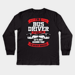 Funny Bus Driver Operator Job Profession Gift Kids Long Sleeve T-Shirt